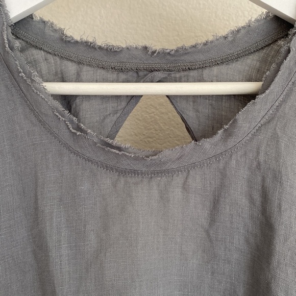 Breathe Clothing Gray Linen Babydoll Top - Picture 2 of 12